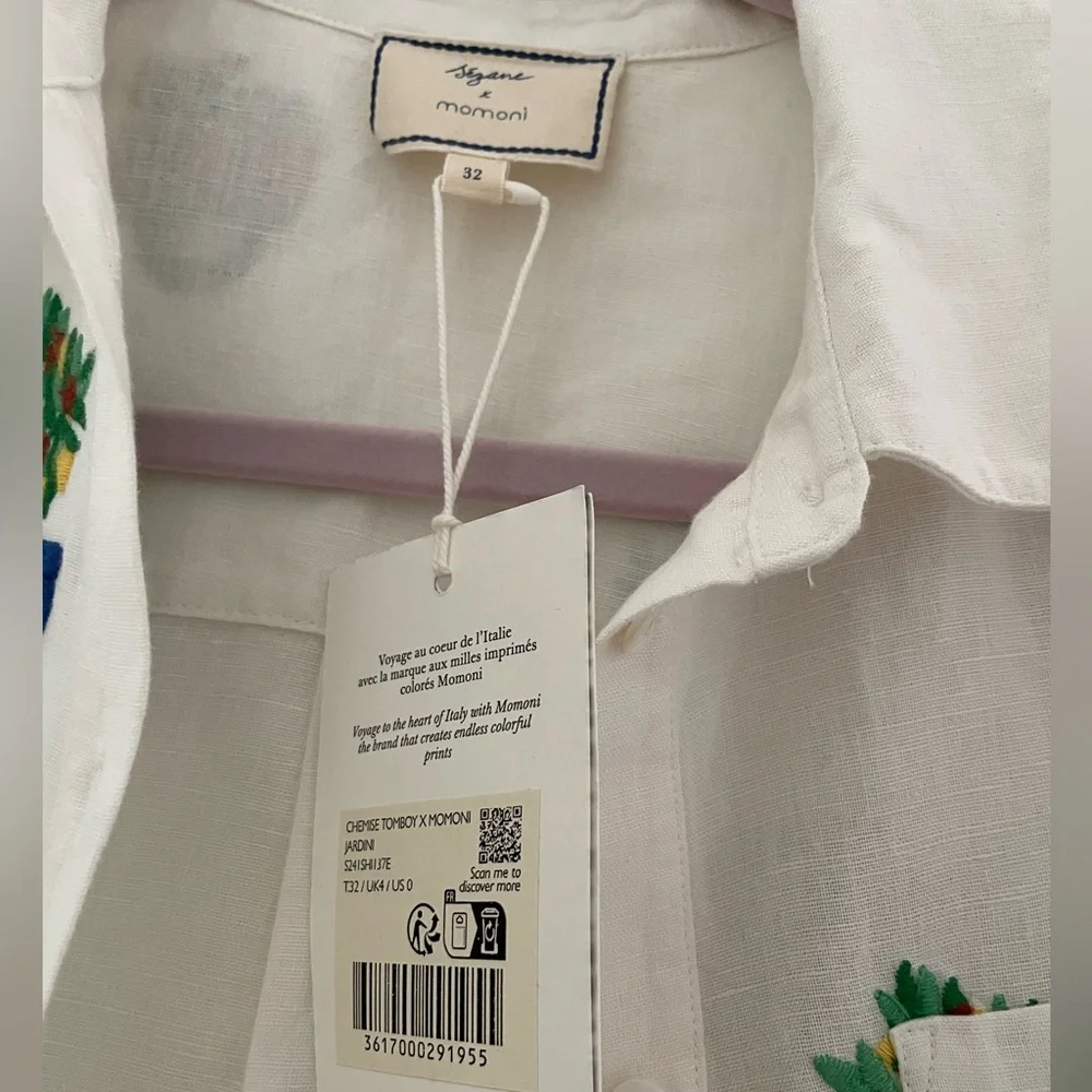 Sézane x Momoni Collaboration Tomboy Shirt NWT in Size 0 - Picture 7 of 9